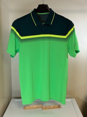 Nike Golf Tour Performance Dri-Fit Polo Mens Large Green/Neon